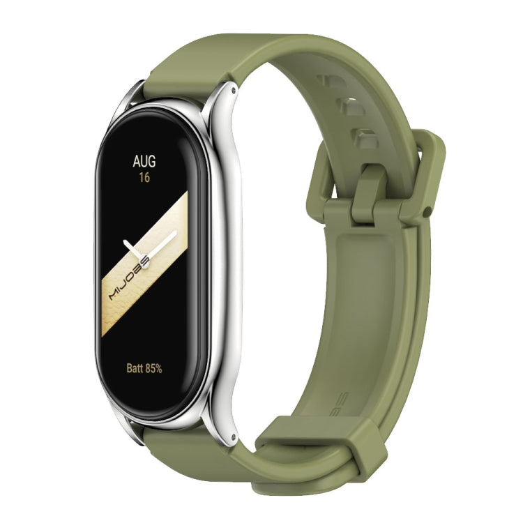 For Xiaomi Mi Band 8 Mijobs Plus Case Silicone Watch Band(Army Green Silver) - free shipping - PMc TechLife - Order now!
