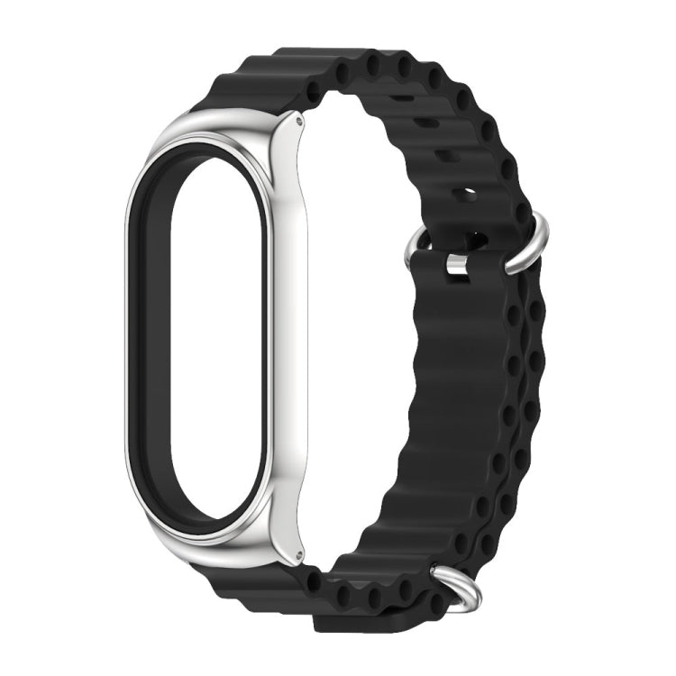 For Xiaomi Mi Band 8 Mijobs CS Case Marine Silicone Breathable Watch Band(Black Silver) - free shipping - PMc TechLife - Order now!