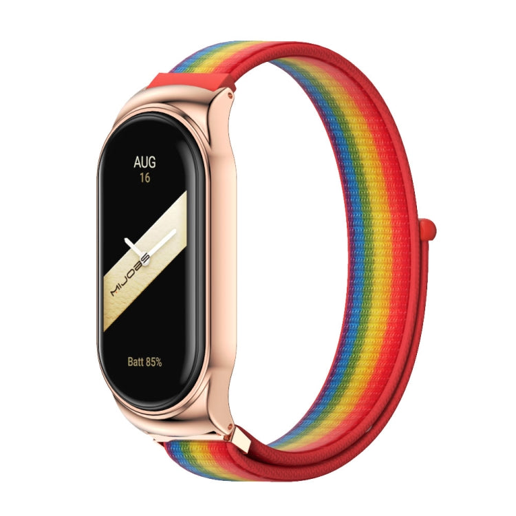 For Xiaomi Mi Band 8 Mijobs CS Case Breathable Nylon Loop Watch Band(Rainbow Rose Gold) - free shipping - PMc TechLife - Order now!