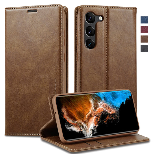 For Samsung Galaxy S24 LC.IMEEKE RFID Anti-theft Leather Phone Case(Brown) - Galaxy S24 5G Cases by LC.IMEEKE | Online Shopping South Africa | PMC Jewellery | Buy Now Pay Later Mobicred