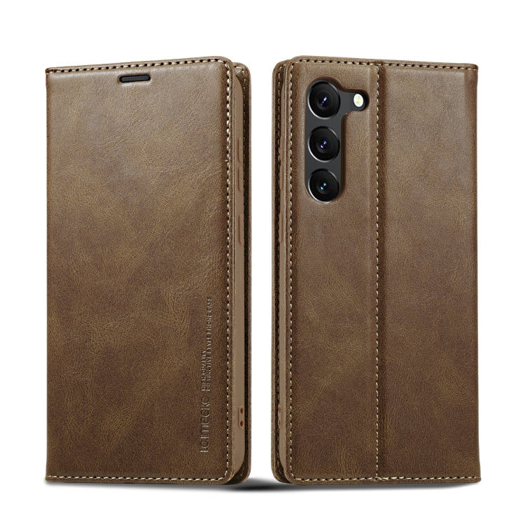 For Samsung Galaxy S24+ LC.IMEEKE RFID Anti-theft Leather Phone Case(Brown) - Galaxy S24+ 5G Cases by LC.IMEEKE | Online Shopping South Africa | PMC Jewellery | Buy Now Pay Later Mobicred