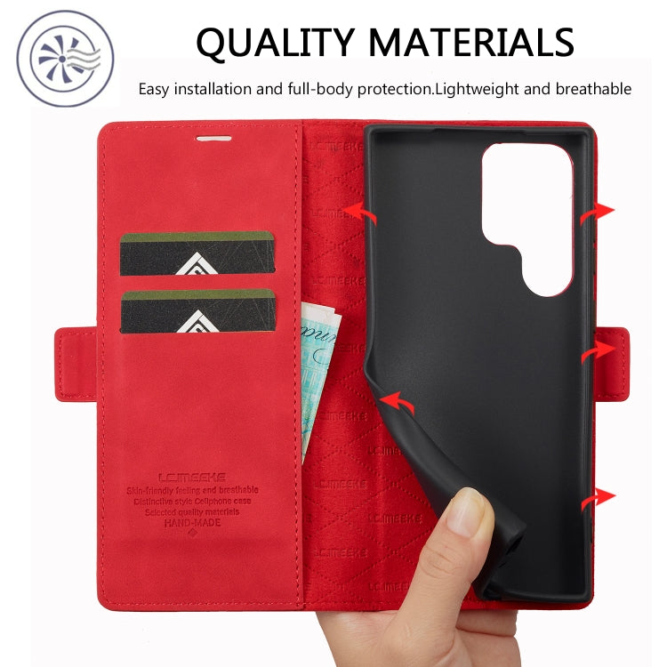 For Samsung Galaxy S24 Ultra 5G LC.IMEEKE Strong Magnetism Microfiber Leather Phone Case(Red) - Galaxy S24 Ultra 5G Cases by LC.IMEEKE | Online Shopping South Africa | PMC Jewellery | Buy Now Pay Later Mobicred