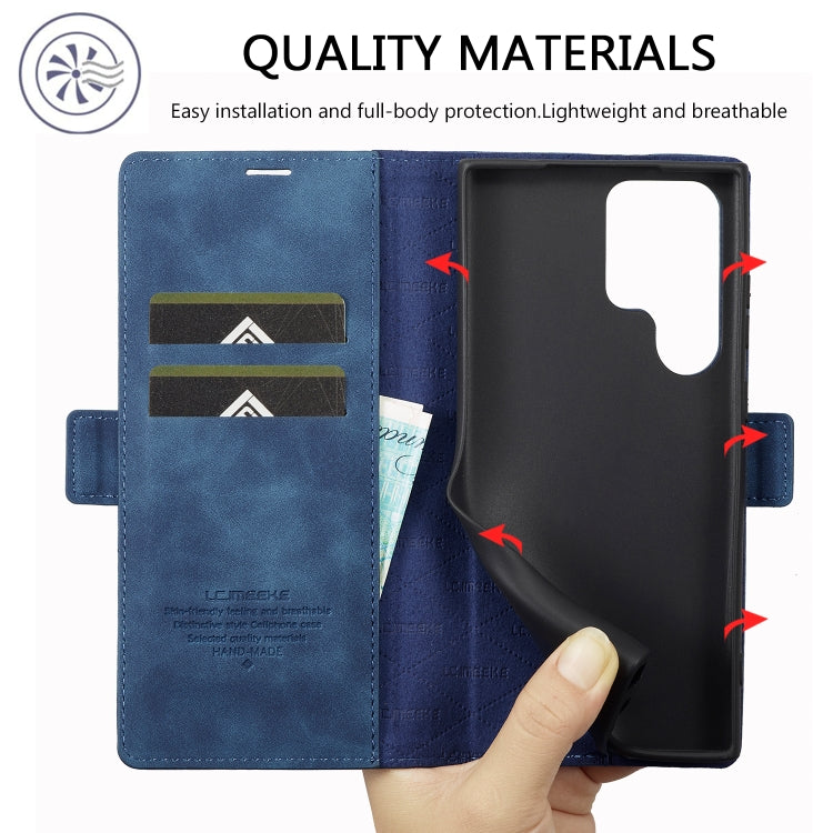 For Samsung Galaxy S24 Ultra 5G LC.IMEEKE Strong Magnetism Microfiber Leather Phone Case(Blue) - Galaxy S24 Ultra 5G Cases by LC.IMEEKE | Online Shopping South Africa | PMC Jewellery | Buy Now Pay Later Mobicred