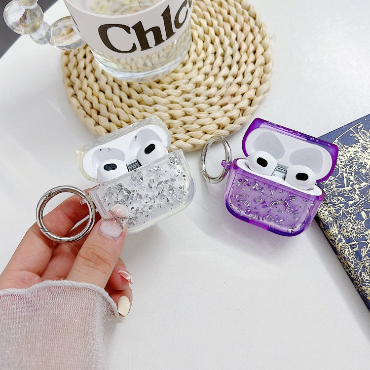 For AirPods Pro Silver Foil Epoxy Bluetooth Earphone Protective Case(Purple) - For AirPods Pro by PMC Jewellery | Online Shopping South Africa | PMC Jewellery | Buy Now Pay Later Mobicred