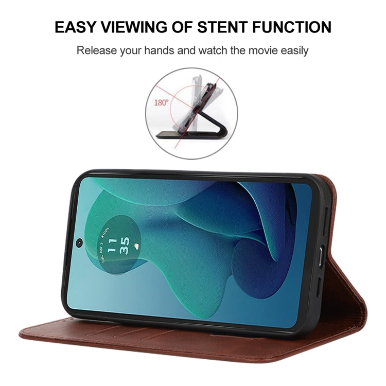 For Motorola Moto G 5G 2024 Magnetic Closure Leather Phone Case(Brown) - Motorola Cases by PMC Jewellery | Online Shopping South Africa | PMC Jewellery | Buy Now Pay Later Mobicred