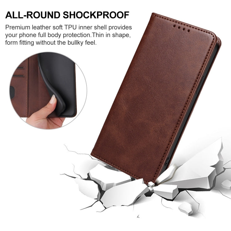 For Motorola Moto G 5G 2024 Magnetic Closure Leather Phone Case(Brown) - Motorola Cases by PMC Jewellery | Online Shopping South Africa | PMC Jewellery | Buy Now Pay Later Mobicred