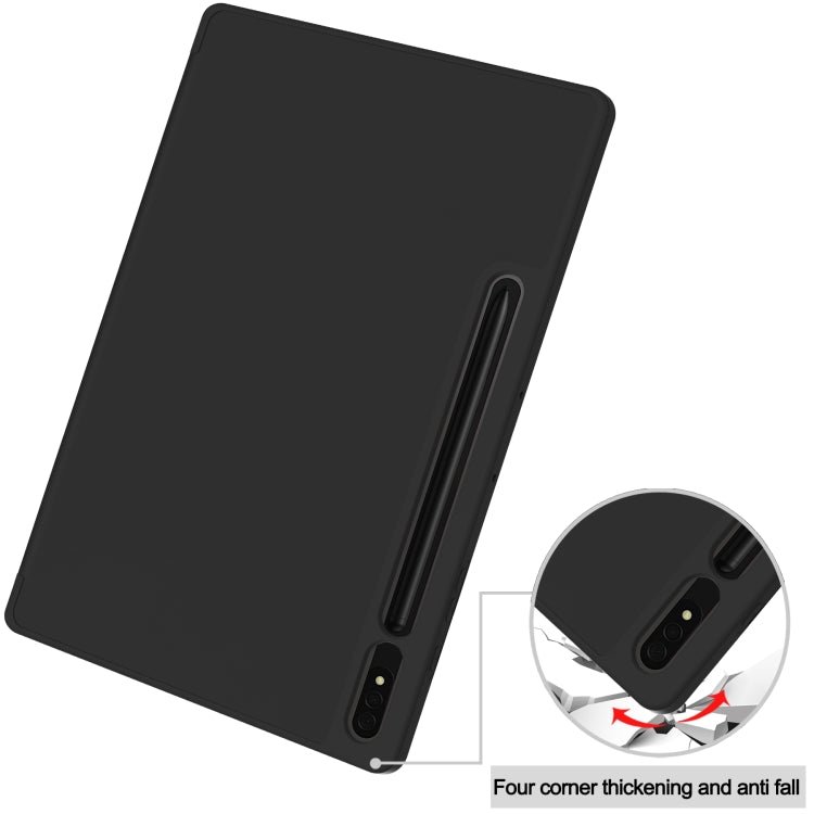 For Samsung Galaxy Tab S9+ 3-Fold Pure Color TPU Smart Leather Tablet Case with Pen Slot(Black) - Galaxy Tab S9+ Cases by PMC Jewellery | Online Shopping South Africa | PMC Jewellery | Buy Now Pay Later Mobicred