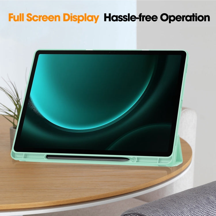 For Samsung Galaxy Tab S9 FE+ / S10+ 3-Fold Pure Color TPU Smart Leather Tablet Case with Pen Slot(Mint Green) - Galaxy Tab S9 FE+ by PMC Jewellery | Online Shopping South Africa | PMC Jewellery | Buy Now Pay Later Mobicred