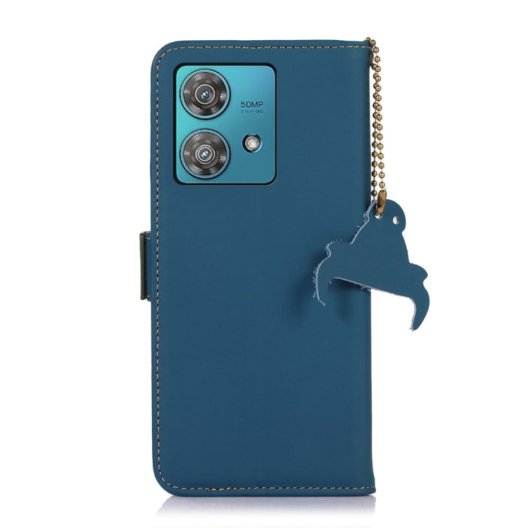 For Motorola Edge 40 Neo Genuine Leather Magnetic RFID Leather Phone Case(Blue) - Motorola Cases by PMC TechLife | Online Shopping South Africa | PMC TechLife | Buy Now Pay Later Mobicred