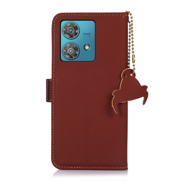 For Motorola Edge 40 Neo Genuine Leather Magnetic RFID Leather Phone Case(Coffee) - Motorola Cases by PMC TechLife | Online Shopping South Africa | PMC TechLife | Buy Now Pay Later Mobicred
