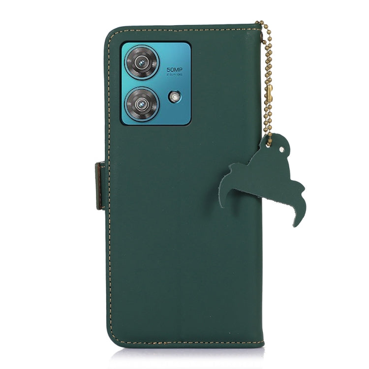 For Motorola Edge 40 Neo Genuine Leather Magnetic RFID Leather Phone Case(Green) - Motorola Cases by PMC TechLife | Online Shopping South Africa | PMC TechLife | Buy Now Pay Later Mobicred