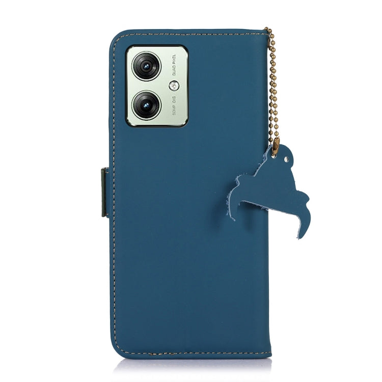For Motorola Moto G54 5G Genuine Leather Magnetic RFID Leather Phone Case(Blue) - Motorola Cases by PMC TechLife | Online Shopping South Africa | PMC TechLife | Buy Now Pay Later Mobicred