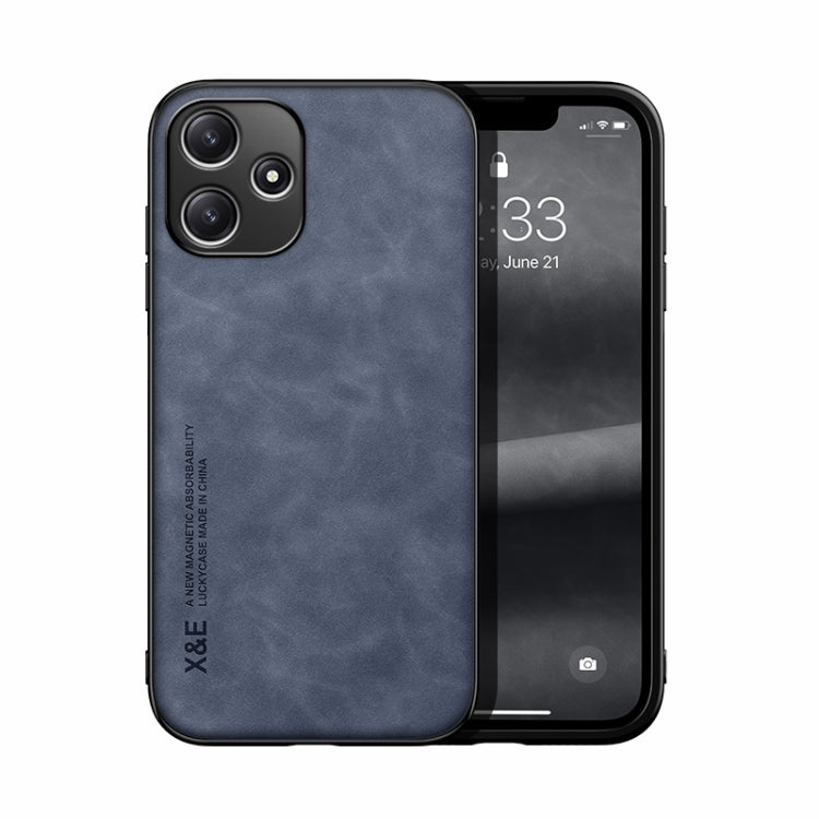 For Xiaomi Redmi 12 5G Skin Feel Magnetic Leather Back Phone Case(Blue) - Xiaomi Cases by PMC TechLife | Online Shopping South Africa | PMC TechLife | Buy Now Pay Later Mobicred