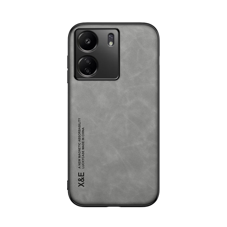 For Xiaomi Redmi 13C Skin Feel Magnetic Leather Back Phone Case(Light Grey) - 13C Cases by PMC Jewellery | Online Shopping South Africa | PMC Jewellery | Buy Now Pay Later Mobicred