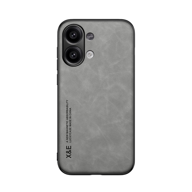For Xiaomi Redmi Note 13 4G Skin Feel Magnetic Leather Back Phone Case(Light Grey) - Note 13 Cases by PMC TechLife | Online Shopping South Africa | PMC TechLife | Buy Now Pay Later Mobicred