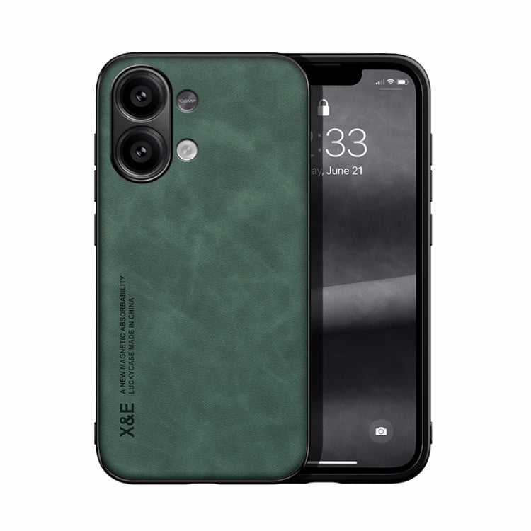 For Xiaomi Redmi Note 13 4G Skin Feel Magnetic Leather Back Phone Case(Green) - Xiaomi Cases by PMC TechLife | Online Shopping South Africa | PMC TechLife | Buy Now Pay Later Mobicred