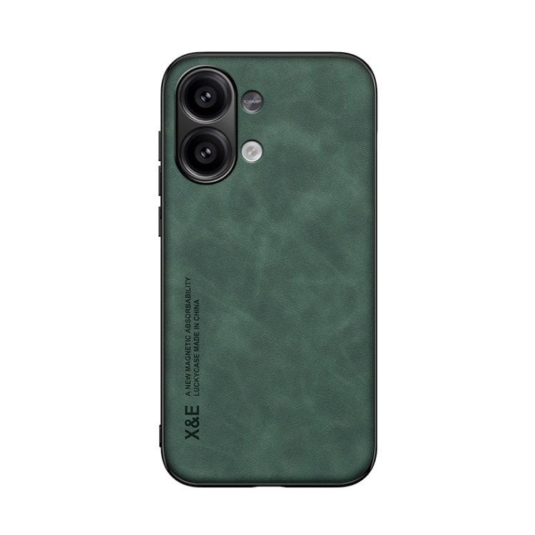 For Xiaomi Redmi Note 13 4G Skin Feel Magnetic Leather Back Phone Case(Green) - Xiaomi Cases by PMC TechLife | Online Shopping South Africa | PMC TechLife | Buy Now Pay Later Mobicred