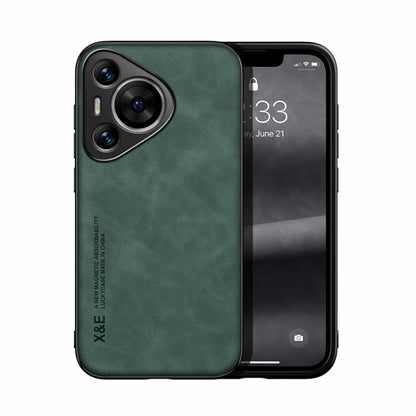 For Huawei Pura 70 Skin Feel Magnetic Leather Back Phone Case(Green) - Huawei Cases by PMC Jewellery | Online Shopping South Africa | PMC Jewellery | Buy Now Pay Later Mobicred