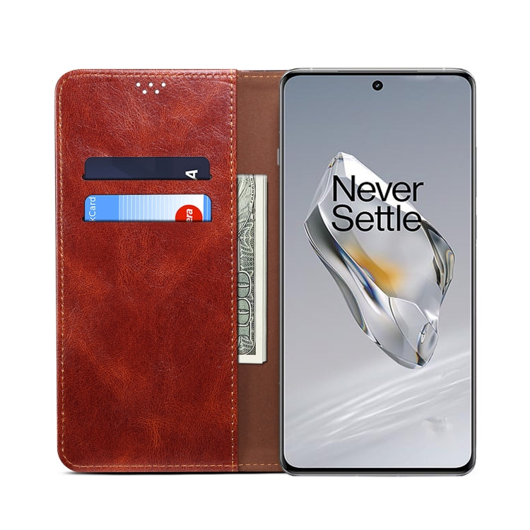 For OnePlus 12 Oil Wax Crazy Horse Texture Leather Phone Case(Brown) - OnePlus Cases by PMC Jewellery | Online Shopping South Africa | PMC Jewellery