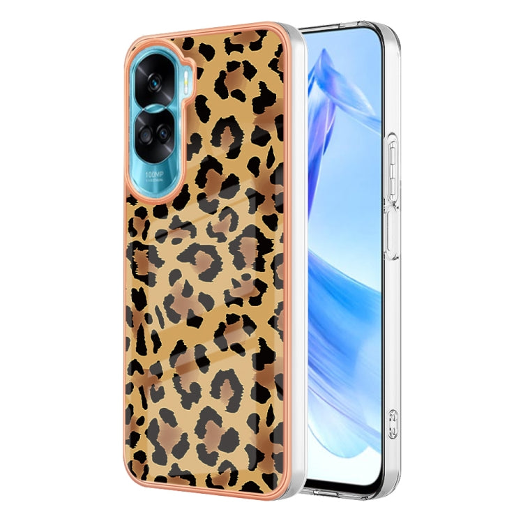 For Honor 90 Lite 5G Electroplating Marble Dual-side IMD Phone Case(Leopard Print) - Honor Cases by PMC TechLife | Online Shopping South Africa | PMC TechLife | Buy Now Pay Later Mobicred