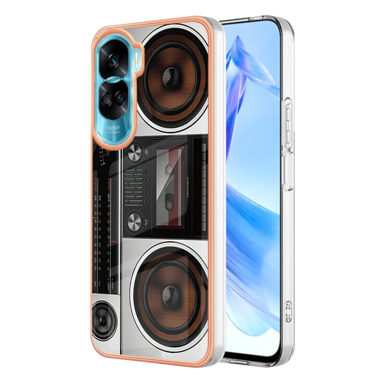 For Honor 90 Lite 5G Electroplating Marble Dual-side IMD Phone Case(Retro Radio) - Honor Cases by PMC Jewellery | Online Shopping South Africa | PMC Jewellery | Buy Now Pay Later Mobicred