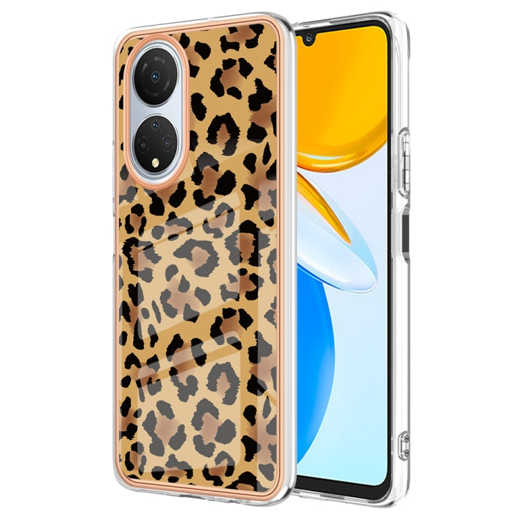 For Honor X7 Electroplating Marble Dual-side IMD Phone Case(Leopard Print) - Honor Cases by PMC TechLife | Online Shopping South Africa | PMC TechLife | Buy Now Pay Later Mobicred