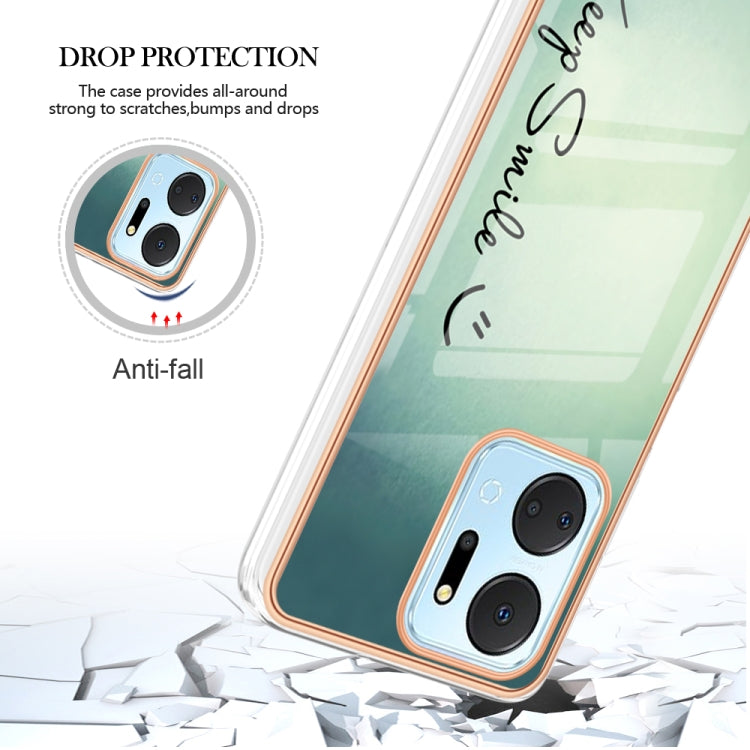 For Honor X7a Electroplating Marble Dual-side IMD Phone Case(Smile) - Honor Cases by PMC Jewellery | Online Shopping South Africa | PMC Jewellery | Buy Now Pay Later Mobicred