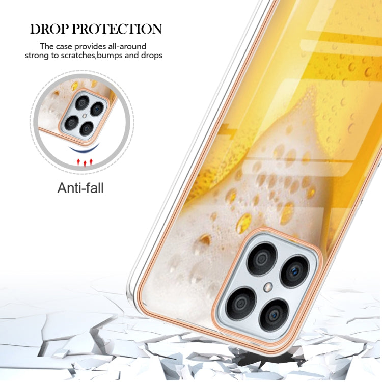 For Honor X8 4G Electroplating Marble Dual-side IMD Phone Case(Draft Beer) - Honor Cases by PMC Jewellery | Online Shopping South Africa | PMC Jewellery | Buy Now Pay Later Mobicred