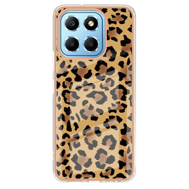 For Honor X8 5G / X6 4G Electroplating Marble Dual-side IMD Phone Case(Leopard Print) - Honor Cases by PMC TechLife | Online Shopping South Africa | PMC TechLife | Buy Now Pay Later Mobicred