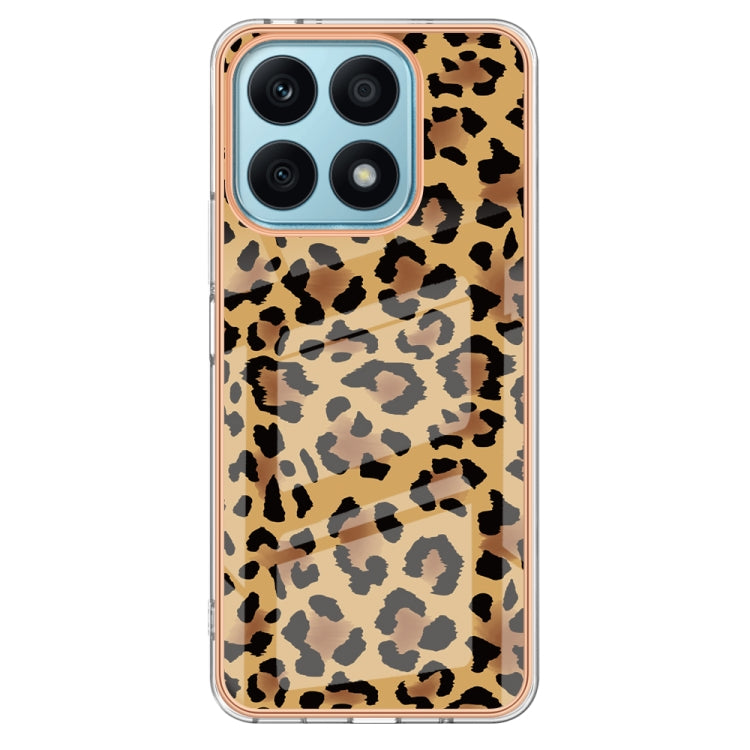 For Honor X8a Electroplating Marble Dual-side IMD Phone Case(Leopard Print) - Honor Cases by PMC TechLife | Online Shopping South Africa | PMC TechLife | Buy Now Pay Later Mobicred