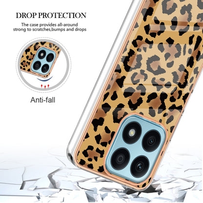 For Honor X8a Electroplating Marble Dual-side IMD Phone Case(Leopard Print) - Honor Cases by PMC Jewellery | Online Shopping South Africa | PMC Jewellery | Buy Now Pay Later Mobicred