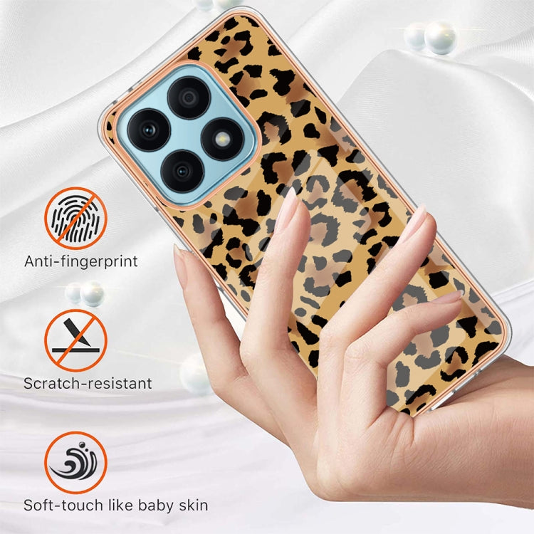 For Honor X8a Electroplating Marble Dual-side IMD Phone Case(Leopard Print) - Honor Cases by PMC TechLife | Online Shopping South Africa | PMC TechLife | Buy Now Pay Later Mobicred