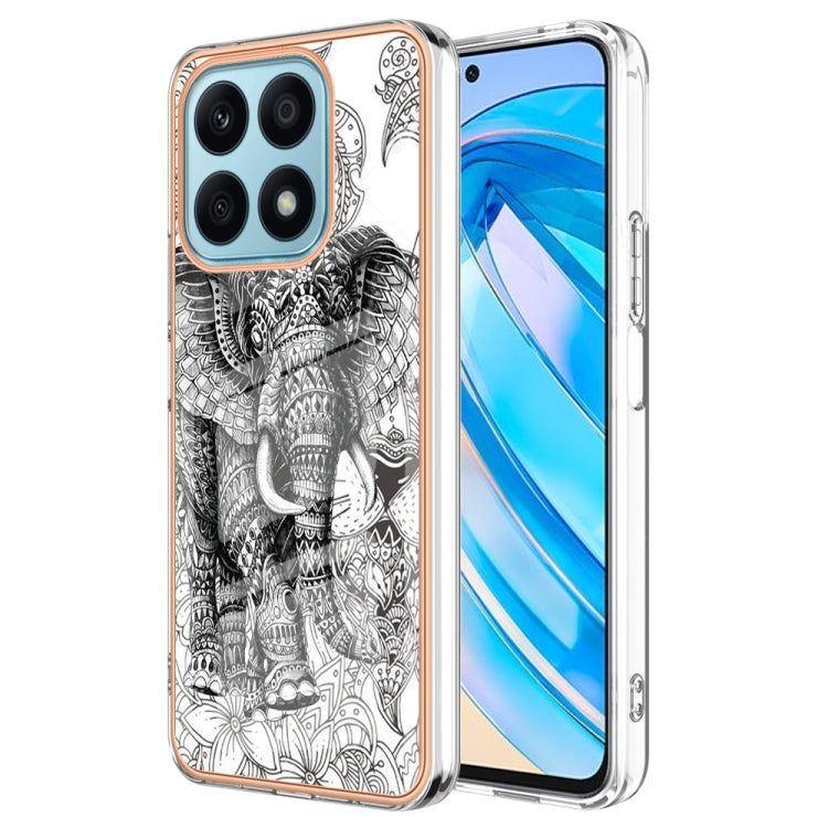 For Honor X8a Electroplating Marble Dual-side IMD Phone Case(Totem Elephant) - Honor Cases by PMC Jewellery | Online Shopping South Africa | PMC Jewellery | Buy Now Pay Later Mobicred