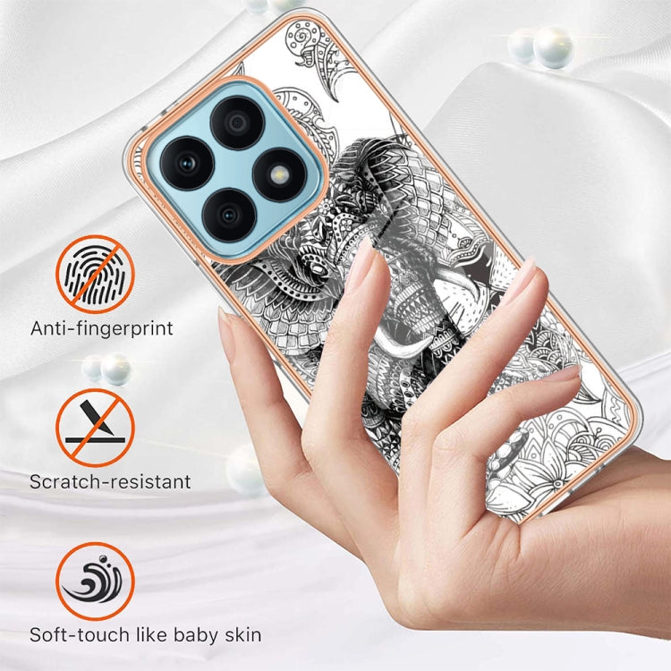 For Honor X8a Electroplating Marble Dual-side IMD Phone Case(Totem Elephant) - Honor Cases by PMC TechLife | Online Shopping South Africa | PMC TechLife | Buy Now Pay Later Mobicred