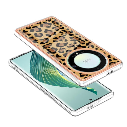 For Honor X9a / Magic5 Lite Electroplating Marble Dual-side IMD Phone Case(Leopard Print) - Honor Cases by PMC Jewellery | Online Shopping South Africa | PMC Jewellery | Buy Now Pay Later Mobicred