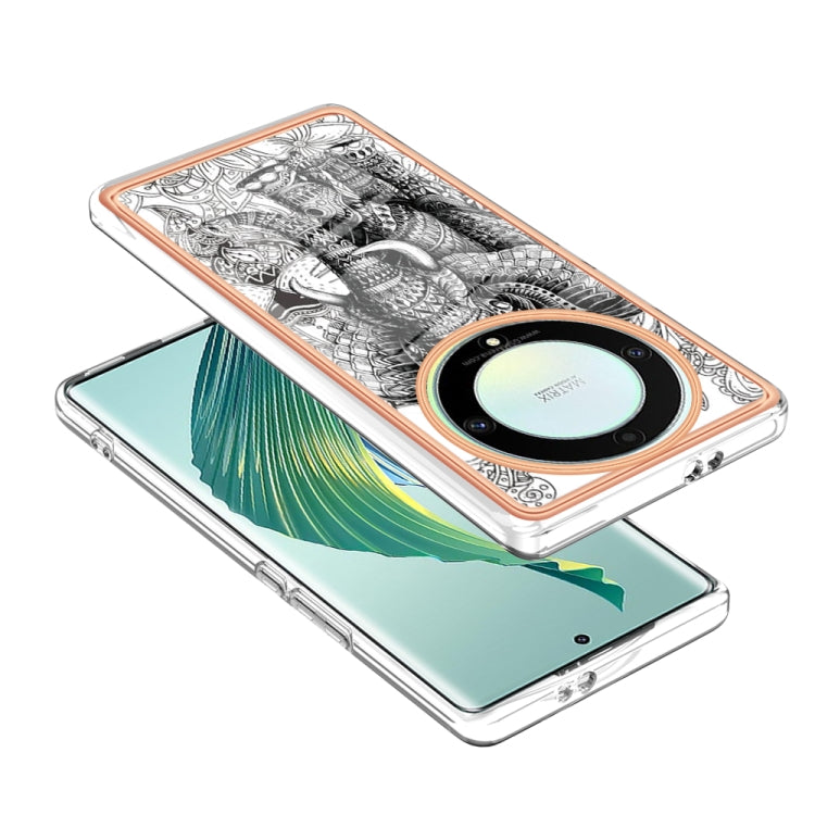 For Honor X9a / Magic5 Lite Electroplating Marble Dual-side IMD Phone Case(Totem Elephant) - Honor Cases by PMC TechLife | Online Shopping South Africa | PMC TechLife | Buy Now Pay Later Mobicred