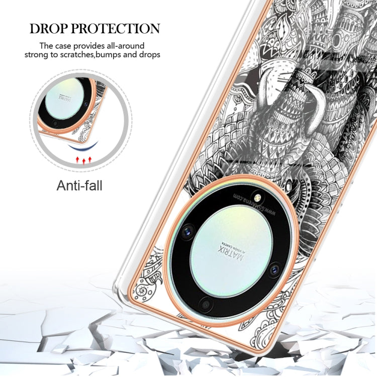 For Honor X9a / Magic5 Lite Electroplating Marble Dual-side IMD Phone Case(Totem Elephant) - Honor Cases by PMC TechLife | Online Shopping South Africa | PMC TechLife | Buy Now Pay Later Mobicred