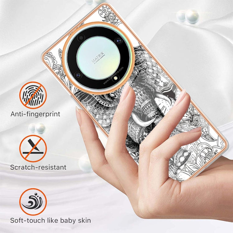 For Honor X9a / Magic5 Lite Electroplating Marble Dual-side IMD Phone Case(Totem Elephant) - Honor Cases by PMC TechLife | Online Shopping South Africa | PMC TechLife | Buy Now Pay Later Mobicred
