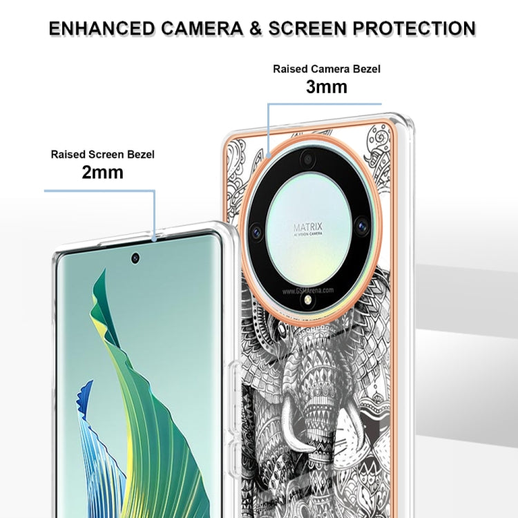 For Honor X9a / Magic5 Lite Electroplating Marble Dual-side IMD Phone Case(Totem Elephant) - Honor Cases by PMC TechLife | Online Shopping South Africa | PMC TechLife | Buy Now Pay Later Mobicred