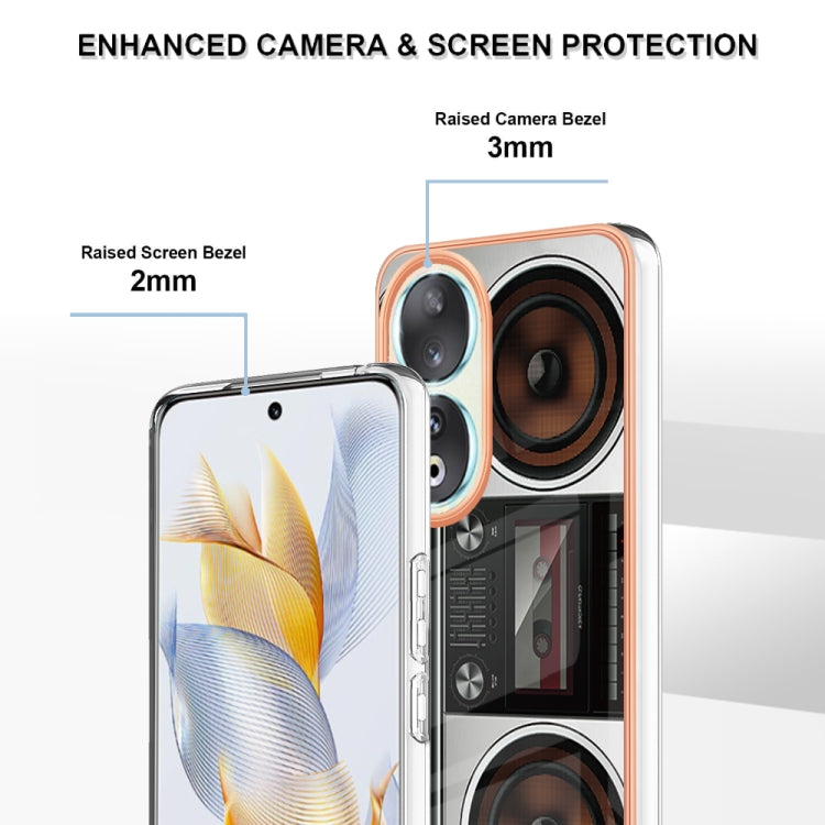 For Honor 90 5G Electroplating Marble Dual-side IMD Phone Case(Retro Radio) - Honor Cases by PMC TechLife | Online Shopping South Africa | PMC TechLife | Buy Now Pay Later Mobicred