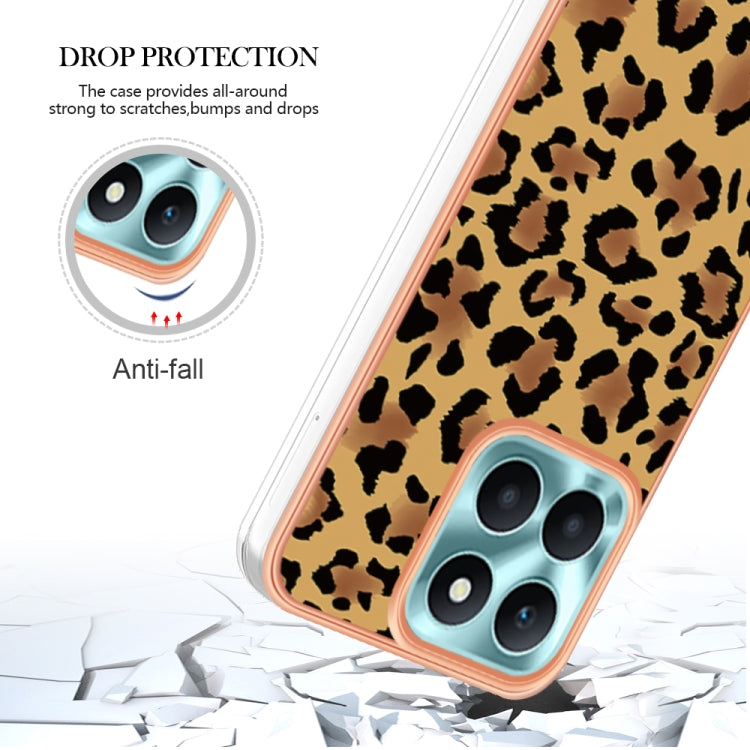 For Honor X6a Electroplating Marble Dual-side IMD Phone Case(Leopard Print) - Honor Cases by PMC TechLife | Online Shopping South Africa | PMC TechLife | Buy Now Pay Later Mobicred