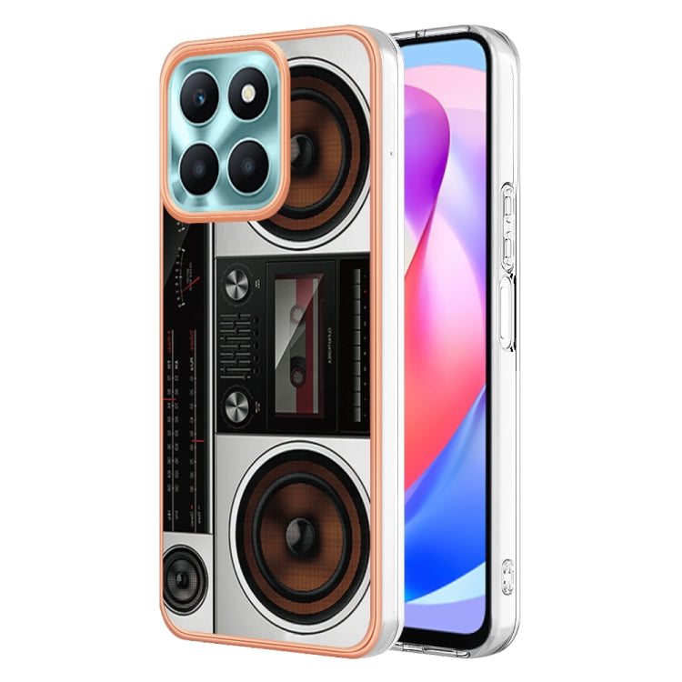 For Honor X6a Electroplating Marble Dual-side IMD Phone Case(Retro Radio) - Honor Cases by PMC TechLife | Online Shopping South Africa | PMC TechLife | Buy Now Pay Later Mobicred