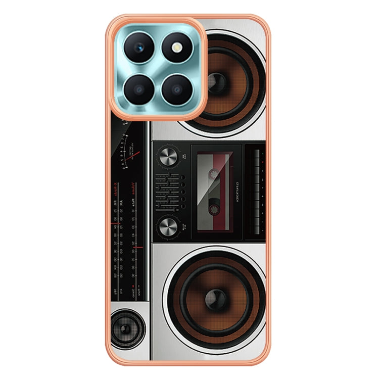 For Honor X6a Electroplating Marble Dual-side IMD Phone Case(Retro Radio) - Honor Cases by PMC TechLife | Online Shopping South Africa | PMC TechLife | Buy Now Pay Later Mobicred