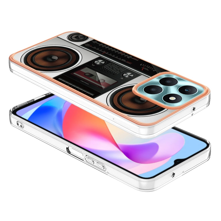 For Honor X6a Electroplating Marble Dual-side IMD Phone Case(Retro Radio) - Honor Cases by PMC TechLife | Online Shopping South Africa | PMC TechLife | Buy Now Pay Later Mobicred