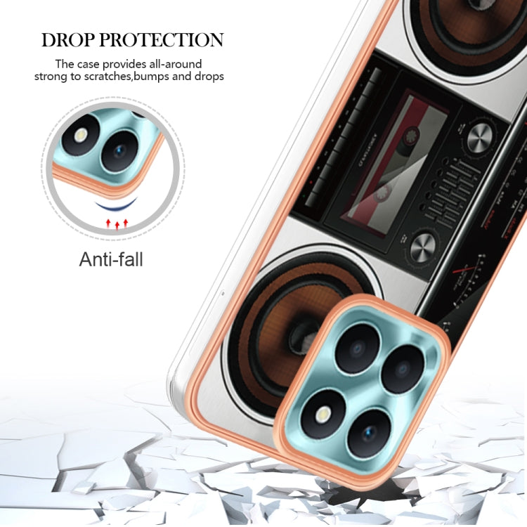 For Honor X6a Electroplating Marble Dual-side IMD Phone Case(Retro Radio) - Honor Cases by PMC TechLife | Online Shopping South Africa | PMC TechLife | Buy Now Pay Later Mobicred