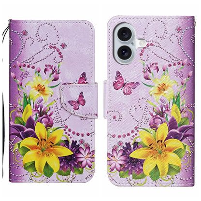 For iPhone 16 3D Colored Drawing Flip Leather Phone Case(Yellow Flowers) - iPhone 16 Cases by PMC Jewellery | Online Shopping South Africa | PMC Jewellery | Buy Now Pay Later Mobicred