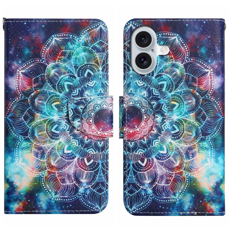 For iPhone 16 3D Colored Drawing Flip Leather Phone Case(Star Mandala) - iPhone 16 Cases by PMC TechLife | Online Shopping South Africa | PMC TechLife | Buy Now Pay Later Mobicred