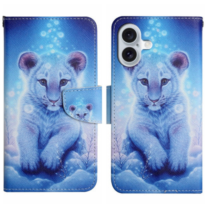 For iPhone 16 3D Colored Drawing Flip Leather Phone Case(Leopard) - iPhone 16 Cases by PMC Jewellery | Online Shopping South Africa | PMC Jewellery | Buy Now Pay Later Mobicred