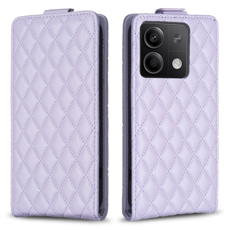 For Xiaomi Redmi Note 13 4G Global Diamond Lattice Vertical Flip Leather Phone Case(Purple) - Note 13 Cases by PMC TechLife | Online Shopping South Africa | PMC TechLife | Buy Now Pay Later Mobicred
