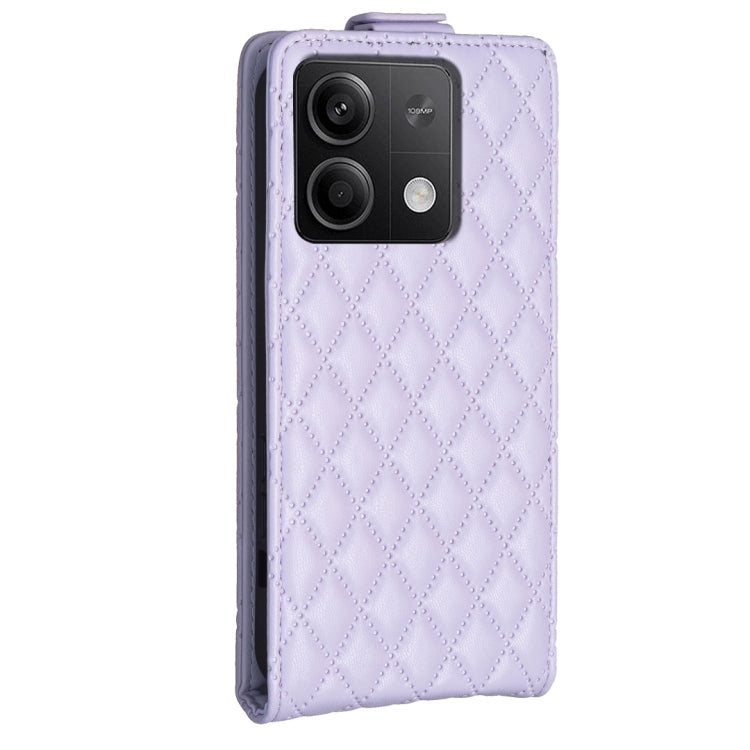 For Xiaomi Redmi Note 13 4G Global Diamond Lattice Vertical Flip Leather Phone Case(Purple) - Note 13 Cases by PMC Jewellery | Online Shopping South Africa | PMC Jewellery | Buy Now Pay Later Mobicred